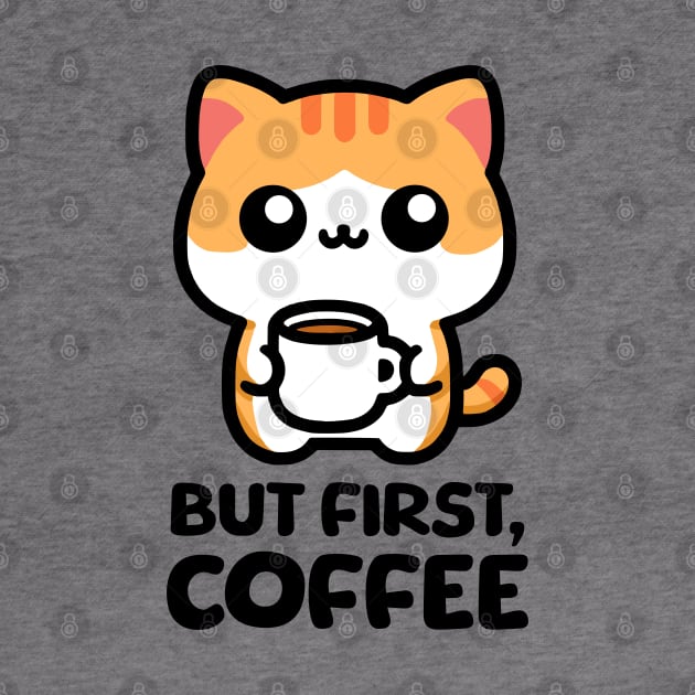 But First Coffee! Cute Coffee Cat by Cute And Punny